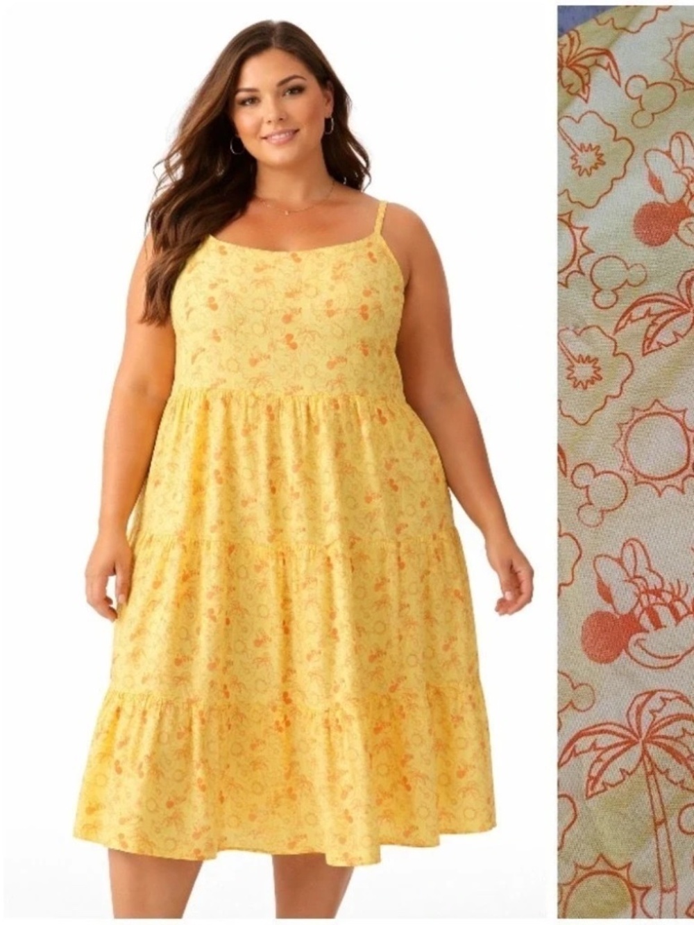 Yellow NWT Tropical Mickey Mouse Dress, Disney Office (Lg0